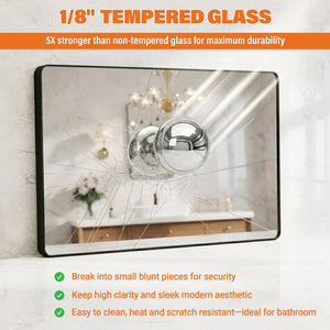English Elm 24 X 36 Matte Black Aluminum Rectangular Vanity Mirror Set for Bathroom or Entryway W1920P498825