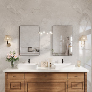 English Elm 24 X 36 Matte Black Aluminum Rectangular Vanity Mirror Set for Bathroom or Entryway W1920P498825