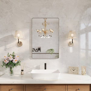 English Elm 24 X 36 Rectangular Wall Mirror Slim Aluminum Frame Tempered Glass Bathroom Vanity Silver W1920P498828
