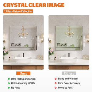 English Elm 40 Inch Rectangular Wall Mirror Silver Aluminum Frame Tempered Glass Bathroom Vanity W1920P498831