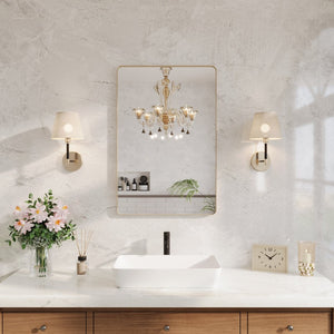 English Elm 24 X 36 Rectangular Wall Mirror Slim Aluminum Frame Tempered Glass Bathroom Vanity Gold W1920P498834