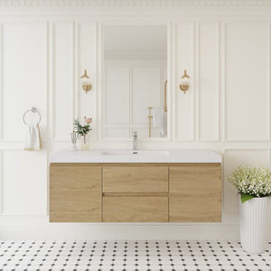 English Elm Floating Oak Vanity Wall Mounted Resin Basin Soft Close Drawers Modern Bath W1920S00204