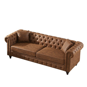 English Elm 2362-3s-bw-1 Chesterfield Tufted Three Seat Sofa Tech Fabric Rolled Arm Living Room W1926P455901