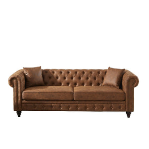 English Elm 2362-3s-bw-1 Chesterfield Tufted Three Seat Sofa Tech Fabric Rolled Arm Living Room W1926P455901