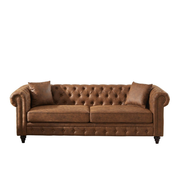 English Elm 2362-3s-bw-1 Chesterfield Tufted Three Seat Sofa Tech Fabric Rolled Arm Living Room W1926P455901