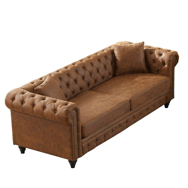 English Elm 2362-3s-bw-1 Chesterfield Tufted Three Seat Sofa Tech Fabric Rolled Arm Living Room W1926P455901