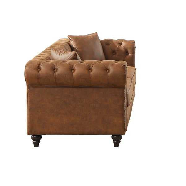 English Elm 2362-3s-bw-1 Chesterfield Tufted Three Seat Sofa Tech Fabric Rolled Arm Living Room W1926P455901
