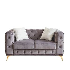 English Elm [video] Chesterfield Loveseat Velvet Tufted Diamond Quilted Sofa with Metal Legs for Living Room W1926S00135