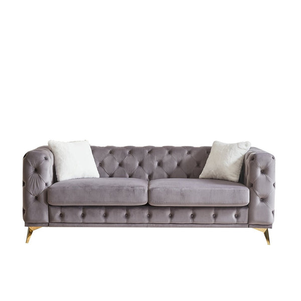 English Elm [video] Chesterfield Velvet Sofa Tufted Diamond Quilted Living Room Seating with Metal Legs W1926S00136