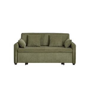 English Elm Fx'' Corduroy Convertible Sleeper Sofa with Storage Pockets and Four Accent Pillows Included W1926S00151