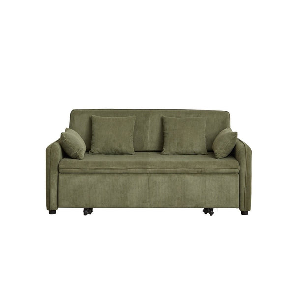 English Elm Fx'' Corduroy Convertible Sleeper Sofa with Storage Pockets and Four Accent Pillows Included W1926S00151