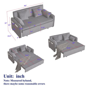 English Elm Fx'' Corduroy Convertible Sleeper Sofa with Storage Pockets and Four Accent Pillows Included W1926S00151