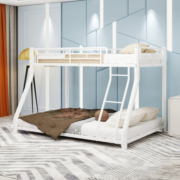 English Elm Metal Twin Over Full Bunk Bed Powder Coated White Frame for Shared Kids Rooms W1935P379095
