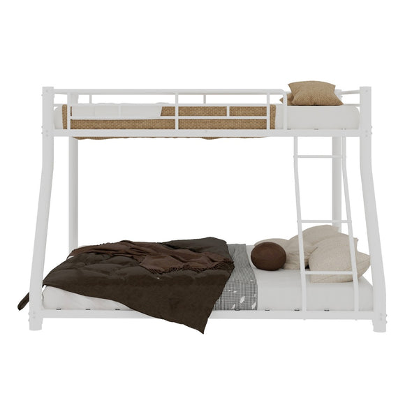 English Elm Metal Twin Over Full Bunk Bed Powder Coated White Frame for Shared Kids Rooms W1935P379095