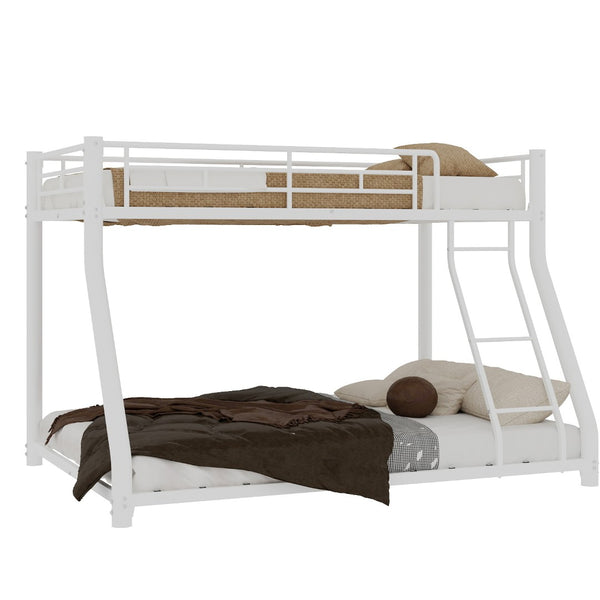 English Elm Metal Twin Over Full Bunk Bed Powder Coated White Frame for Shared Kids Rooms W1935P379095