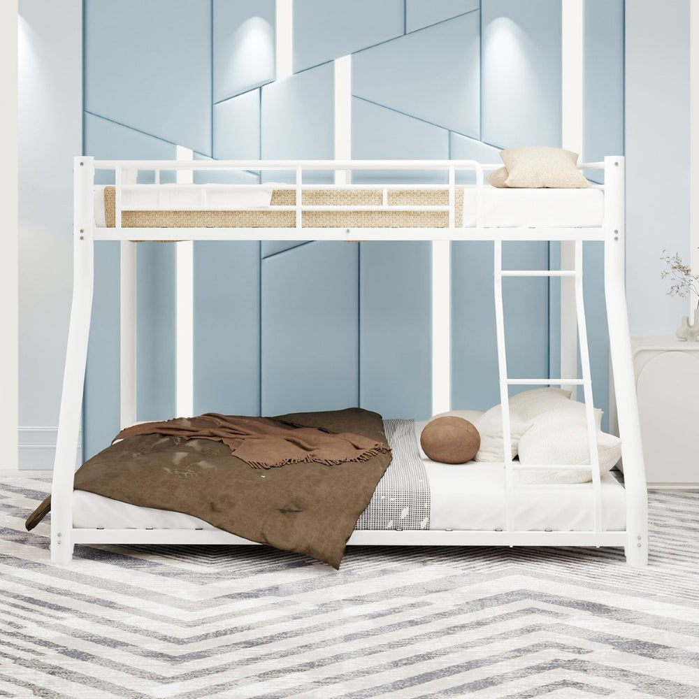 English Elm Metal Twin Over Full Bunk Bed Powder Coated White Frame for Shared Kids Rooms W1935P379095