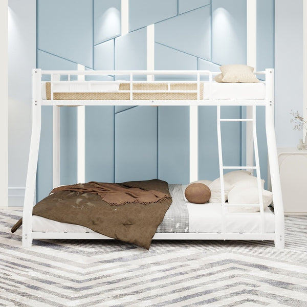 English Elm Metal Twin Over Full Bunk Bed Powder Coated White Frame for Shared Kids Rooms W1935P379095