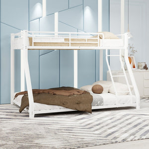 English Elm Metal Twin Over Full Bunk Bed Powder Coated White Frame for Shared Kids Rooms W1935P379095