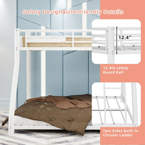 English Elm Metal Twin Over Full Bunk Bed Powder Coated White Frame for Shared Kids Rooms W1935P379095