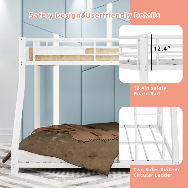 English Elm Metal Twin Over Full Bunk Bed Powder Coated White Frame for Shared Kids Rooms W1935P379095