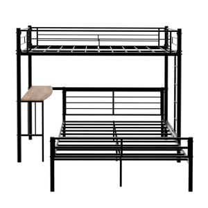 English Elm Heavy-Duty Metal Twin Over Full Bunk Bed with Integrated Desk and Ladder Black Frame W1935P463326