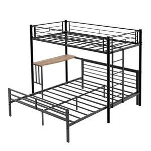 English Elm Heavy-Duty Metal Twin Over Full Bunk Bed with Integrated Desk and Ladder Black Frame W1935P463326