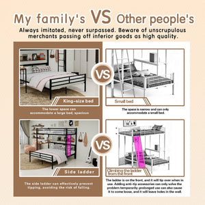 English Elm Heavy-Duty Metal Twin Over Full Bunk Bed with Integrated Desk and Ladder Black Frame W1935P463326