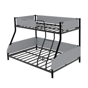 English Elm Sturdy Twin Over Full Iron Bunk Bed with Linen Rail Upholstery for Shared Rooms W1935P534743