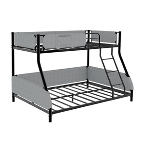 English Elm Sturdy Twin Over Full Iron Bunk Bed with Linen Rail Upholstery for Shared Rooms W1935P534743