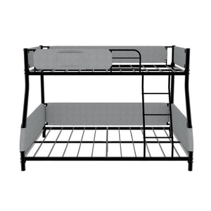 English Elm Sturdy Twin Over Full Iron Bunk Bed with Linen Rail Upholstery for Shared Rooms W1935P534743