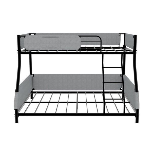 English Elm Sturdy Twin Over Full Iron Bunk Bed with Linen Rail Upholstery for Shared Rooms W1935P534743