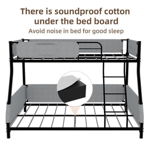 English Elm Sturdy Twin Over Full Iron Bunk Bed with Linen Rail Upholstery for Shared Rooms W1935P534743
