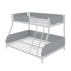 English Elm Sturdy Twin Over Full Iron Bunk Bed with Linen Pockets for Kids or Guests Dark Gray+White 77.17 L x 54.88 W x 54.53 H W1935P534747
