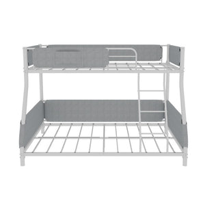 English Elm Sturdy Twin Over Full Iron Bunk Bed with Linen Pockets for Kids or Guests Dark Gray+White 77.17 L x 54.88 W x 54.53 H W1935P534747