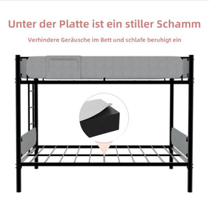 English Elm Sturdy Twin Over Full Iron Bunk Bed with Linen Pockets for Kids or Guests Black 77.76 L x 40.55 W x 62 H W1935P534748