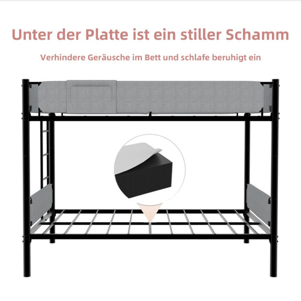 English Elm Sturdy Twin Over Full Iron Bunk Bed with Linen Pockets for Kids or Guests Black 77.76 L x 40.55 W x 62 H W1935P534748