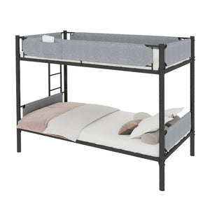 English Elm Sturdy Twin Over Full Iron Bunk Bed with Linen Pockets for Kids or Guests Black 77.76 L x 40.55 W x 62 H W1935P534748