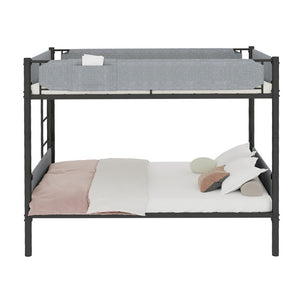 English Elm Sturdy Twin Over Full Iron Bunk Bed with Linen Pockets for Kids or Guests Black 77.76 L x 40.55 W x 62 H W1935P534748