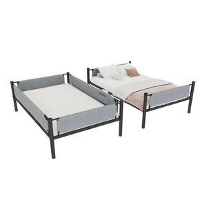 English Elm Sturdy Twin Over Full Iron Bunk Bed with Linen Pockets for Kids or Guests Black 77.76 L x 40.55 W x 62 H W1935P534748