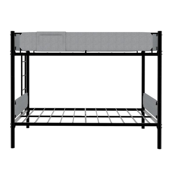 English Elm Sturdy Twin Over Full Iron Bunk Bed with Linen Pockets for Kids or Guests Black 77.76 L x 40.55 W x 62 H W1935P534748