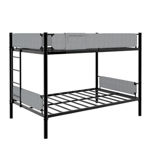 English Elm Sturdy Twin Over Full Iron Bunk Bed with Linen Pockets for Kids or Guests Black 77.76 L x 40.55 W x 62 H W1935P534748