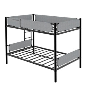 English Elm Sturdy Twin Over Full Iron Bunk Bed with Linen Pockets for Kids or Guests Black 77.76 L x 40.55 W x 62 H W1935P534748