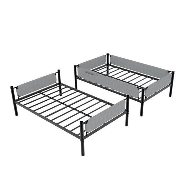 English Elm Sturdy Twin Over Full Iron Bunk Bed with Linen Pockets for Kids or Guests Black 77.76 L x 40.55 W x 62 H W1935P534748