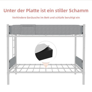 English Elm Iron Twin Over Bunk Bed Convertible Metal Frame with Linen Storage Pockets W1935P534754