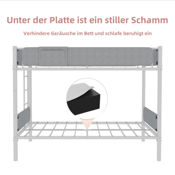 English Elm Iron Twin Over Bunk Bed Convertible Metal Frame with Linen Storage Pockets W1935P534754