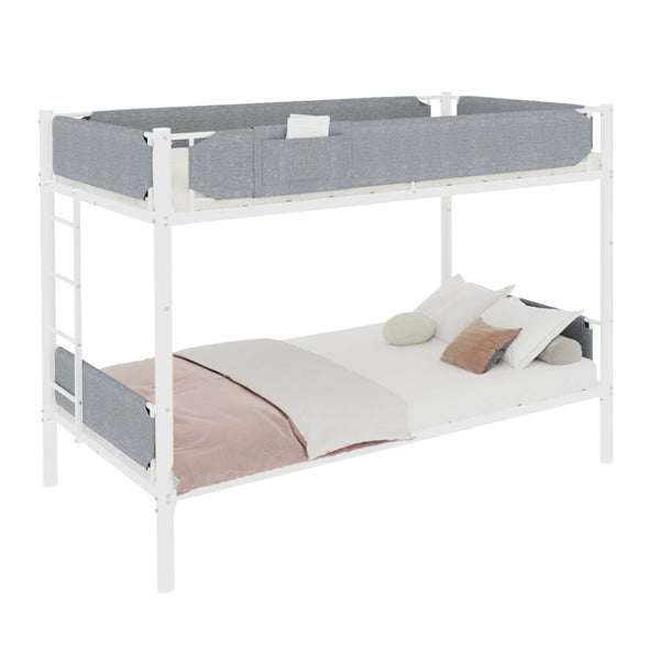 English Elm Iron Twin Over Bunk Bed Convertible Metal Frame with Linen Storage Pockets W1935P534754