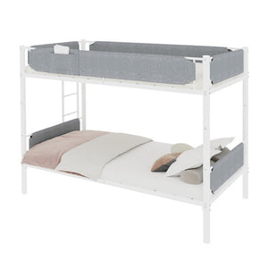 English Elm Iron Twin Over Bunk Bed Convertible Metal Frame with Linen Storage Pockets W1935P534754
