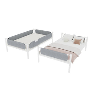 English Elm Iron Twin Over Bunk Bed Convertible Metal Frame with Linen Storage Pockets W1935P534754