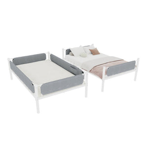 English Elm Iron Twin Over Bunk Bed Convertible Metal Frame with Linen Storage Pockets W1935P534754