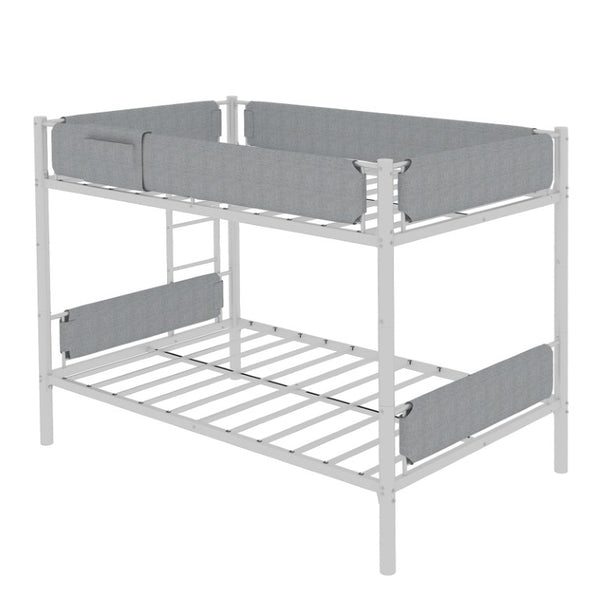 English Elm Iron Twin Over Bunk Bed Convertible Metal Frame with Linen Storage Pockets W1935P534754
